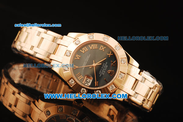 Rolex Datejust Swiss ETA 2836 Automatic Movement Full Rose Gold with MOP Dial and Diamond Bezel - Click Image to Close